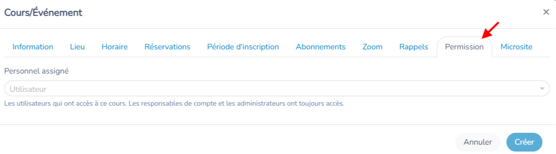 Création d'un cours ou d'un événement — illustration