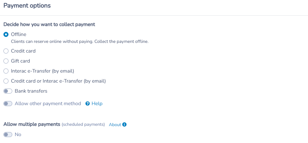 Rental contract: Set up payment and deposit