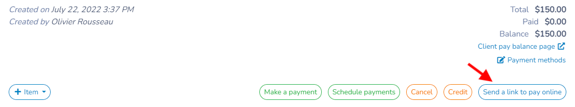 Client payment (online)