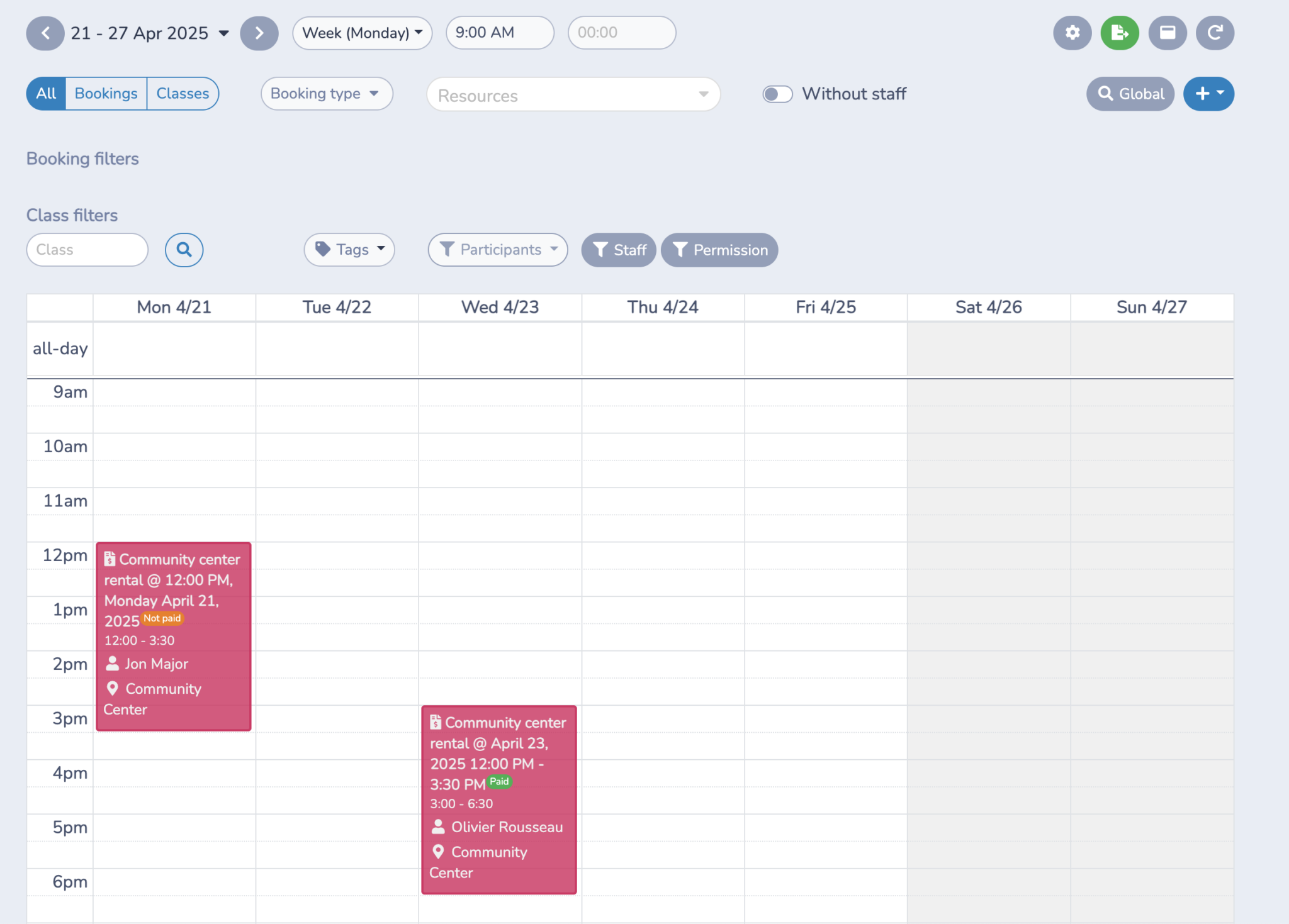 Keep all your facility bookings organized on an online calendar