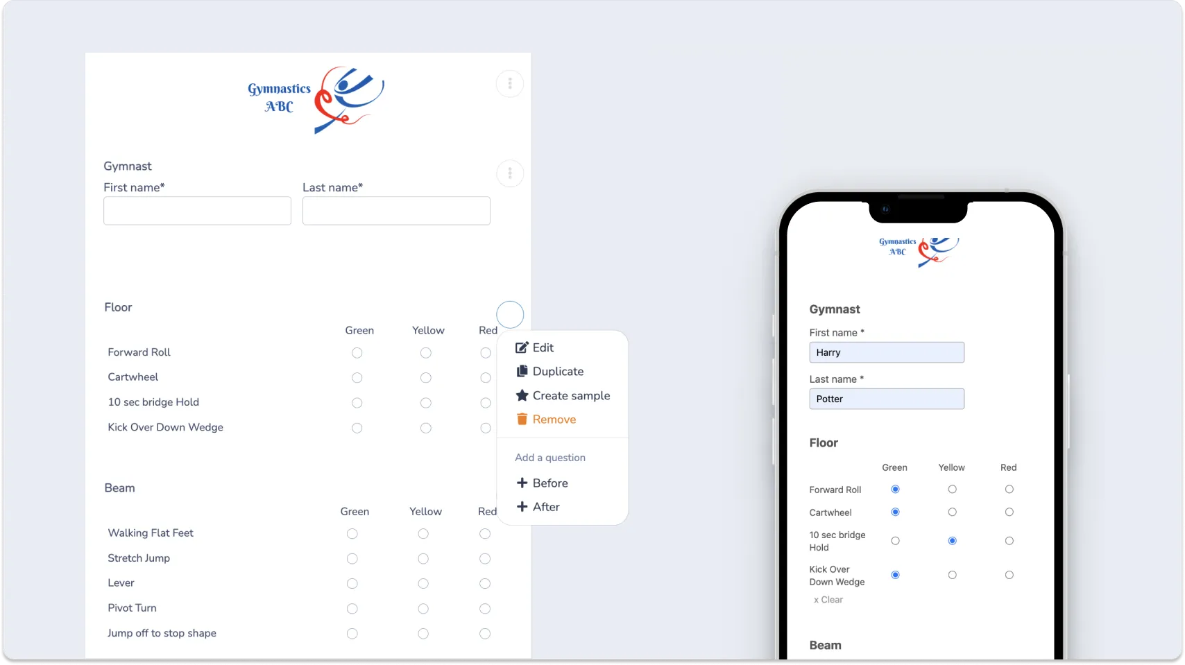 Create an online progress report for your gymnastics club