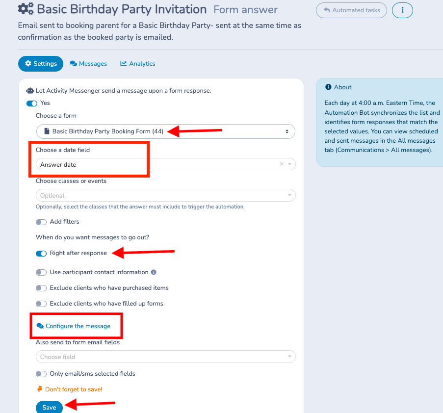 3. Invitation template and automation — illustration