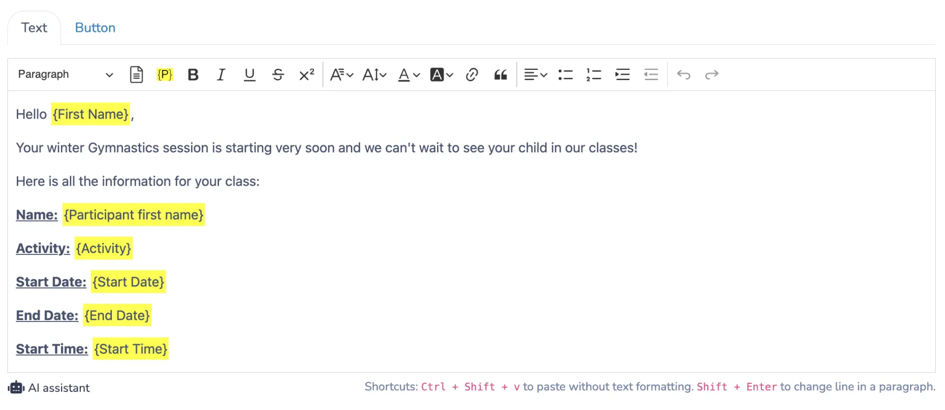 Using Mailmerge to personalize reminders