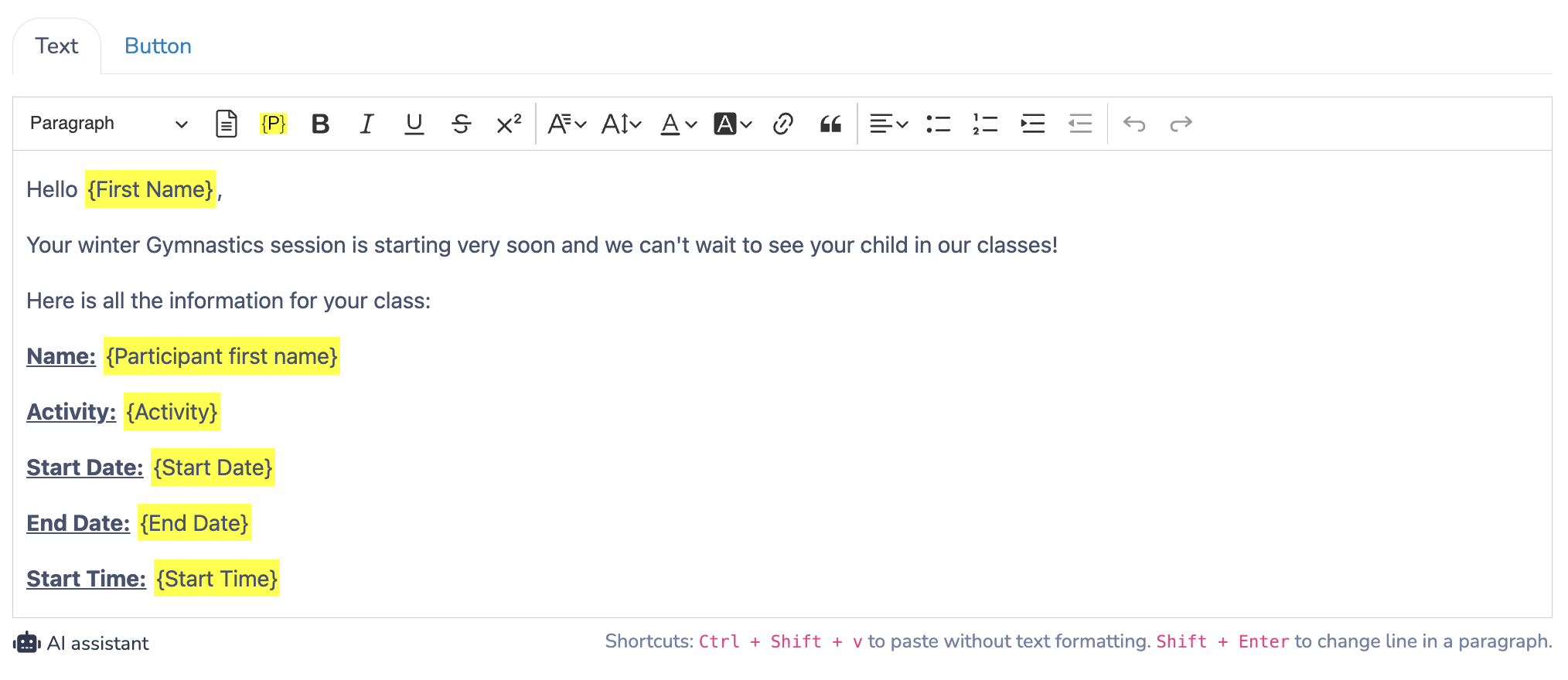 Using Mailmerge to personalize reminders