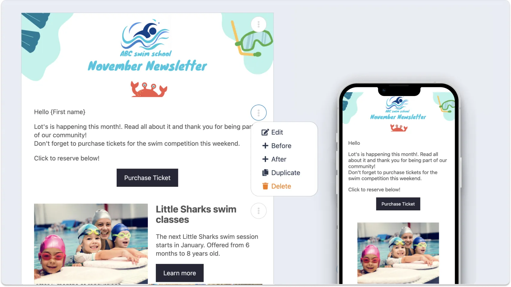 swim newsletter for swim schools