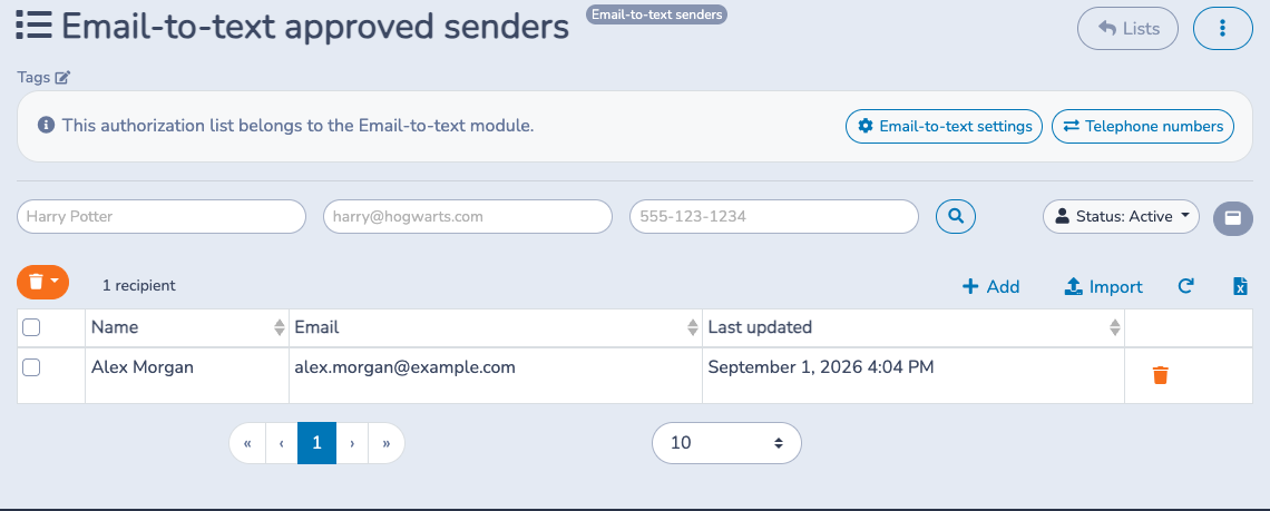 Add an approved sender email address