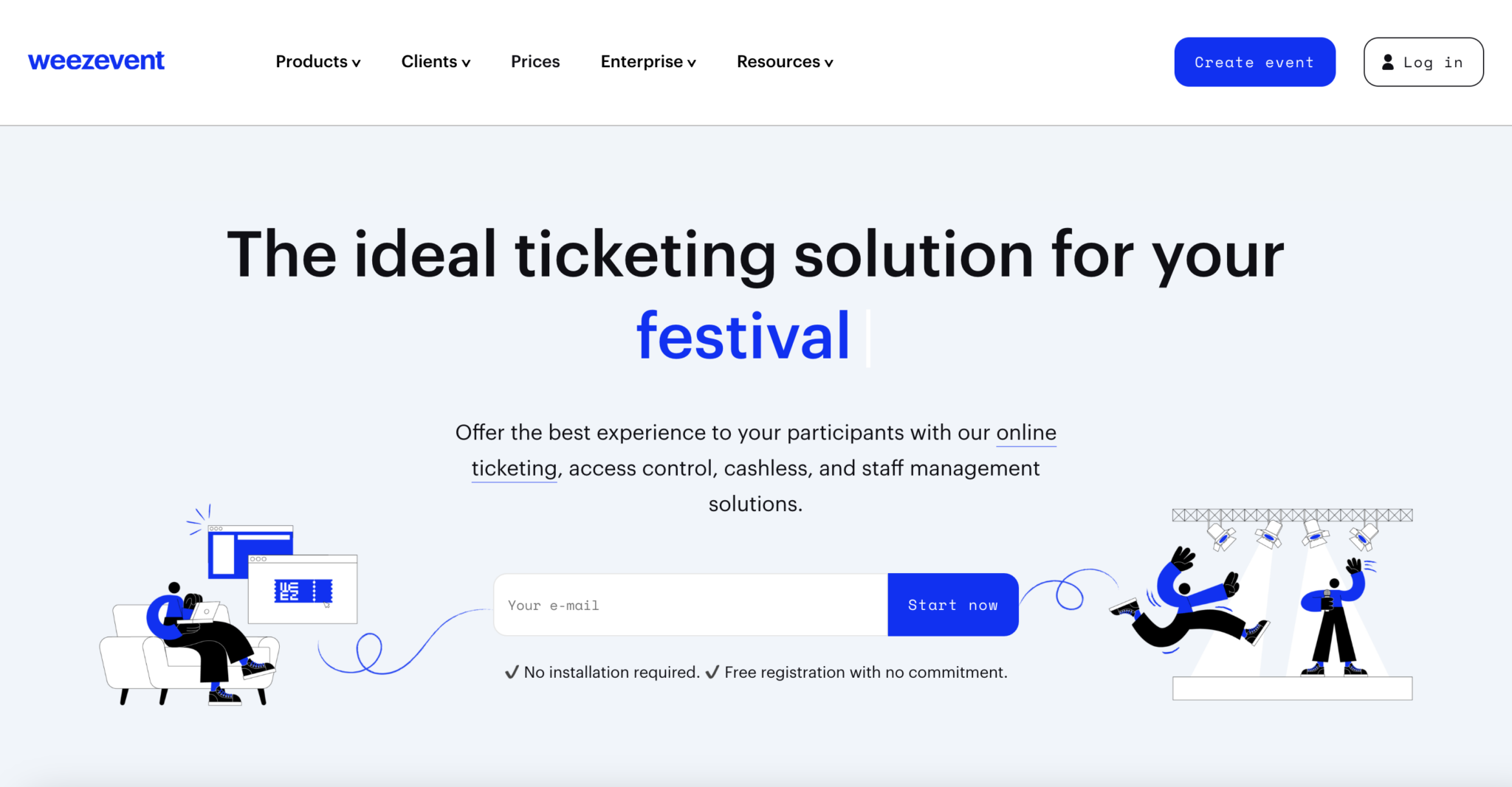 Weezevent Event Ticketing Software homepage