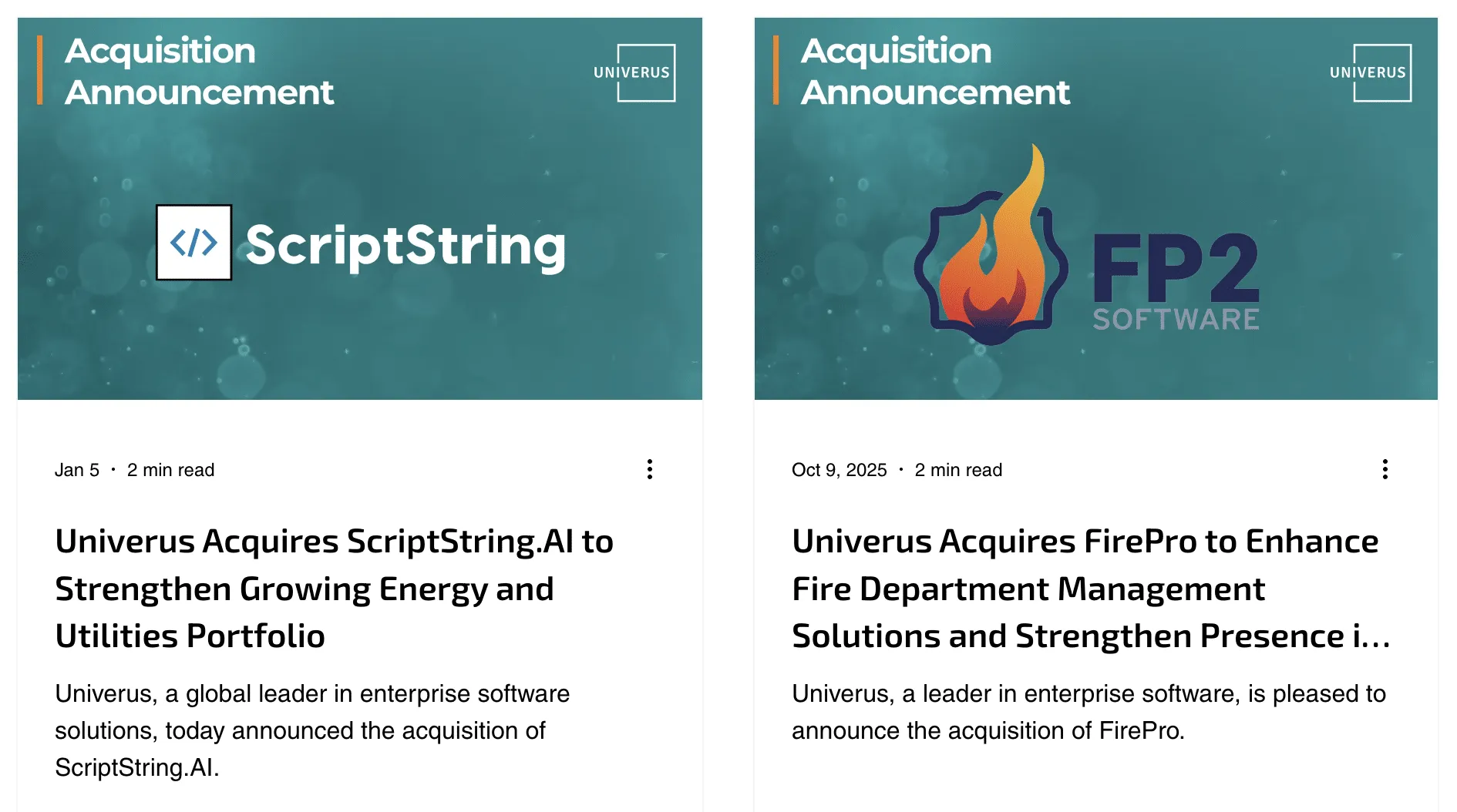 Univerus Aquisitions example