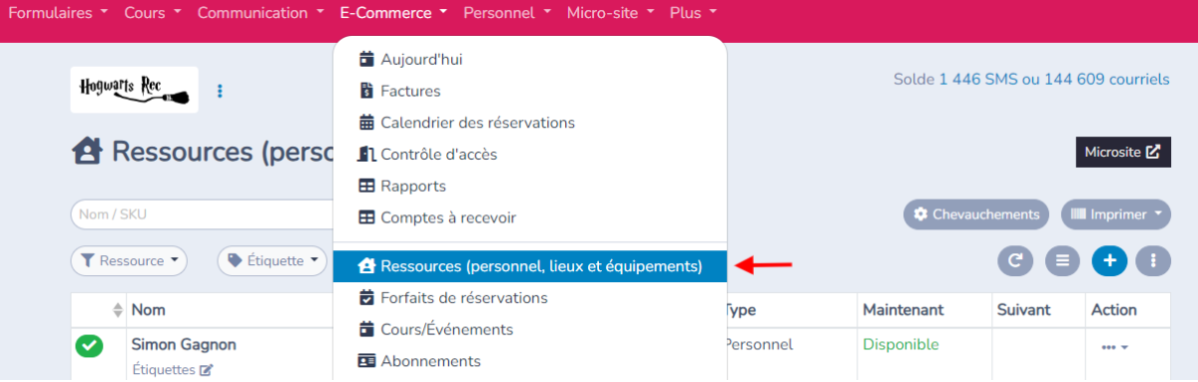 Ressources (personnel, lieux et équipements) — illustration