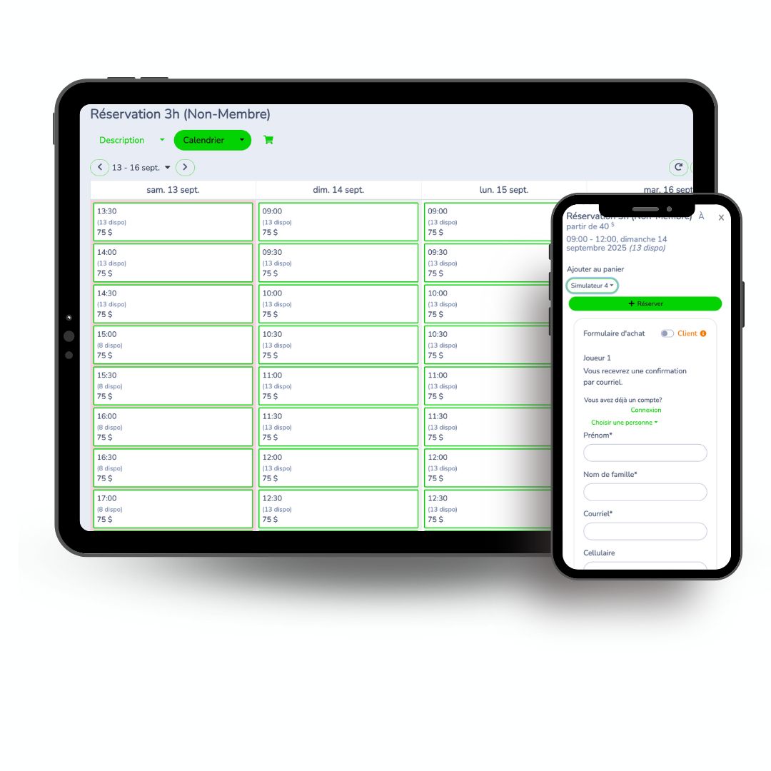 Réservation de simulateurs simplifiée