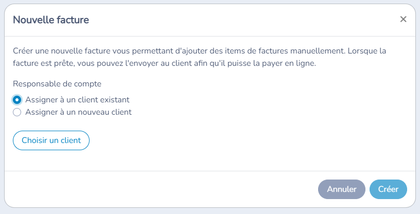 Creér une nouvelle facture