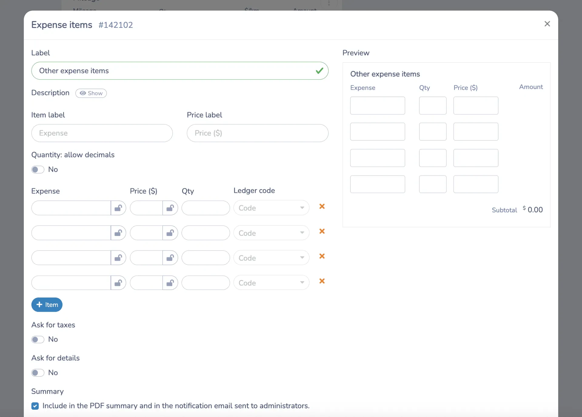 Simplified expenses entries