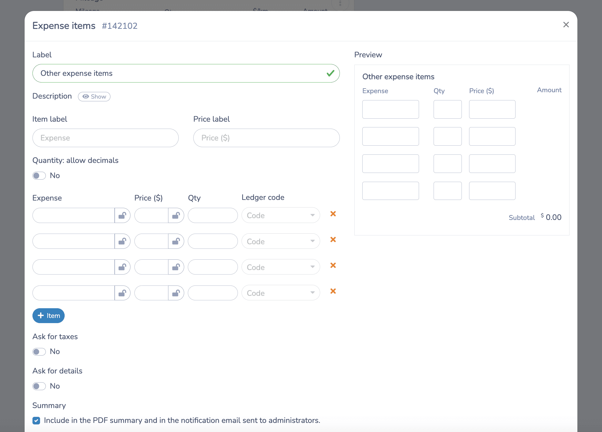 Simplified expenses entries