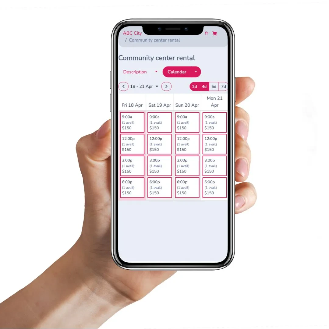 Facility booking on smart phone