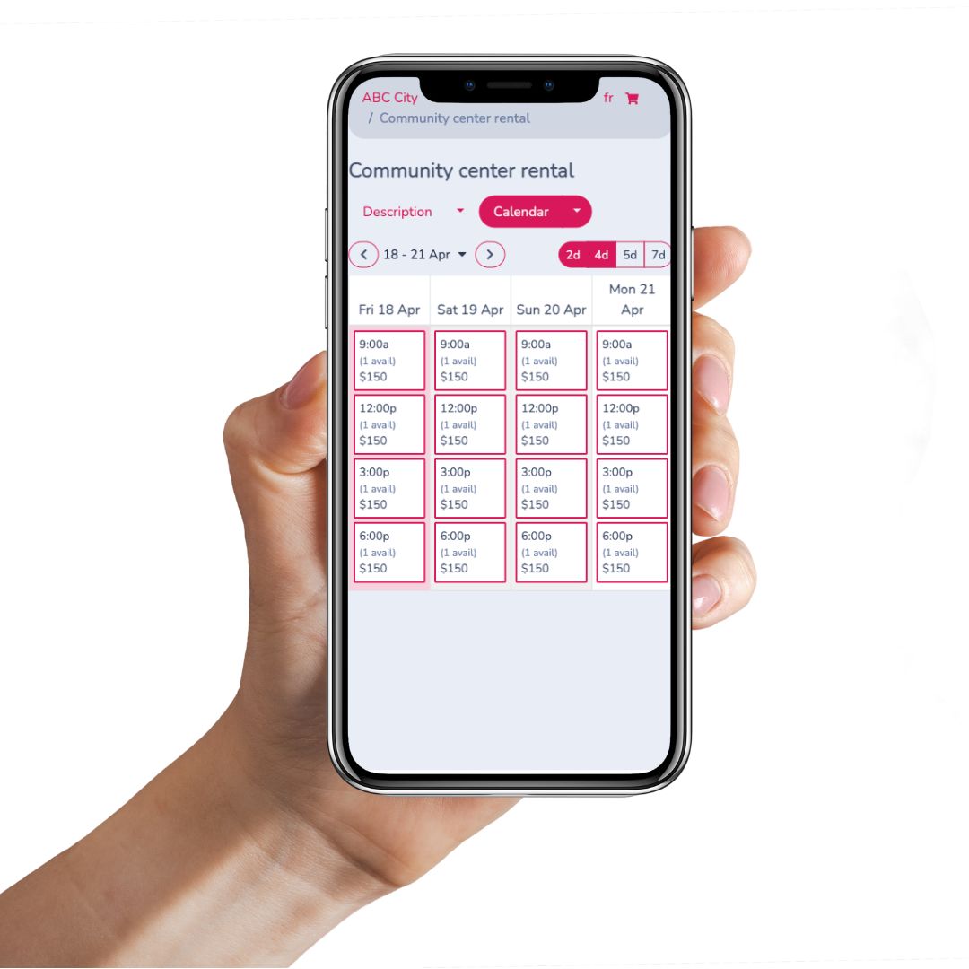 Facility booking on smart phone