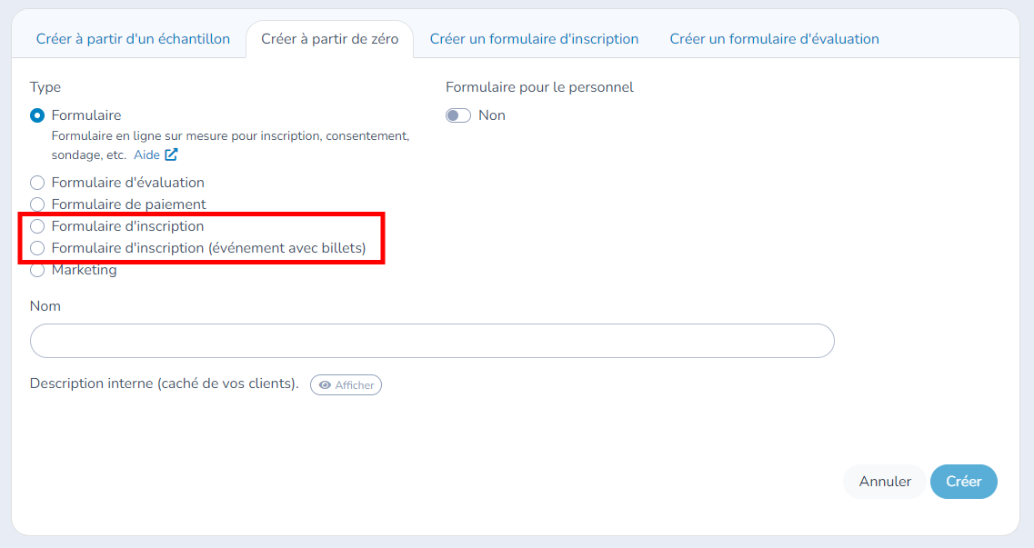 Créer un Nouveau Formulaire