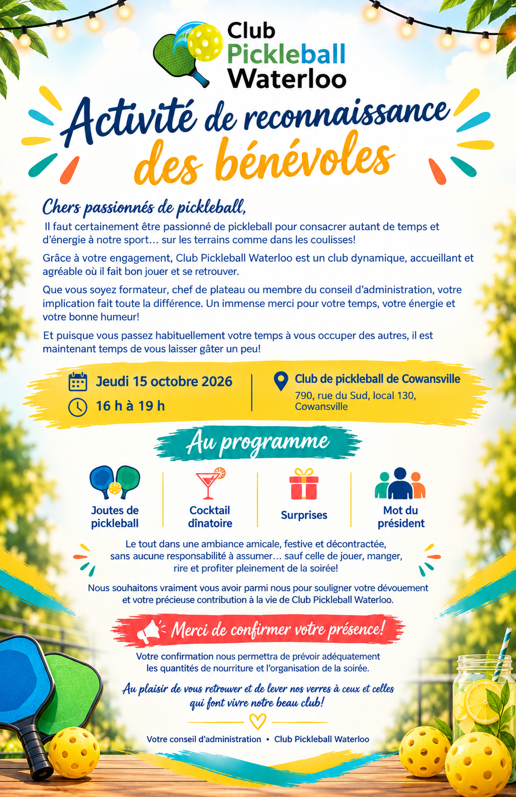 Sur invitation seulement pour les bénévoles