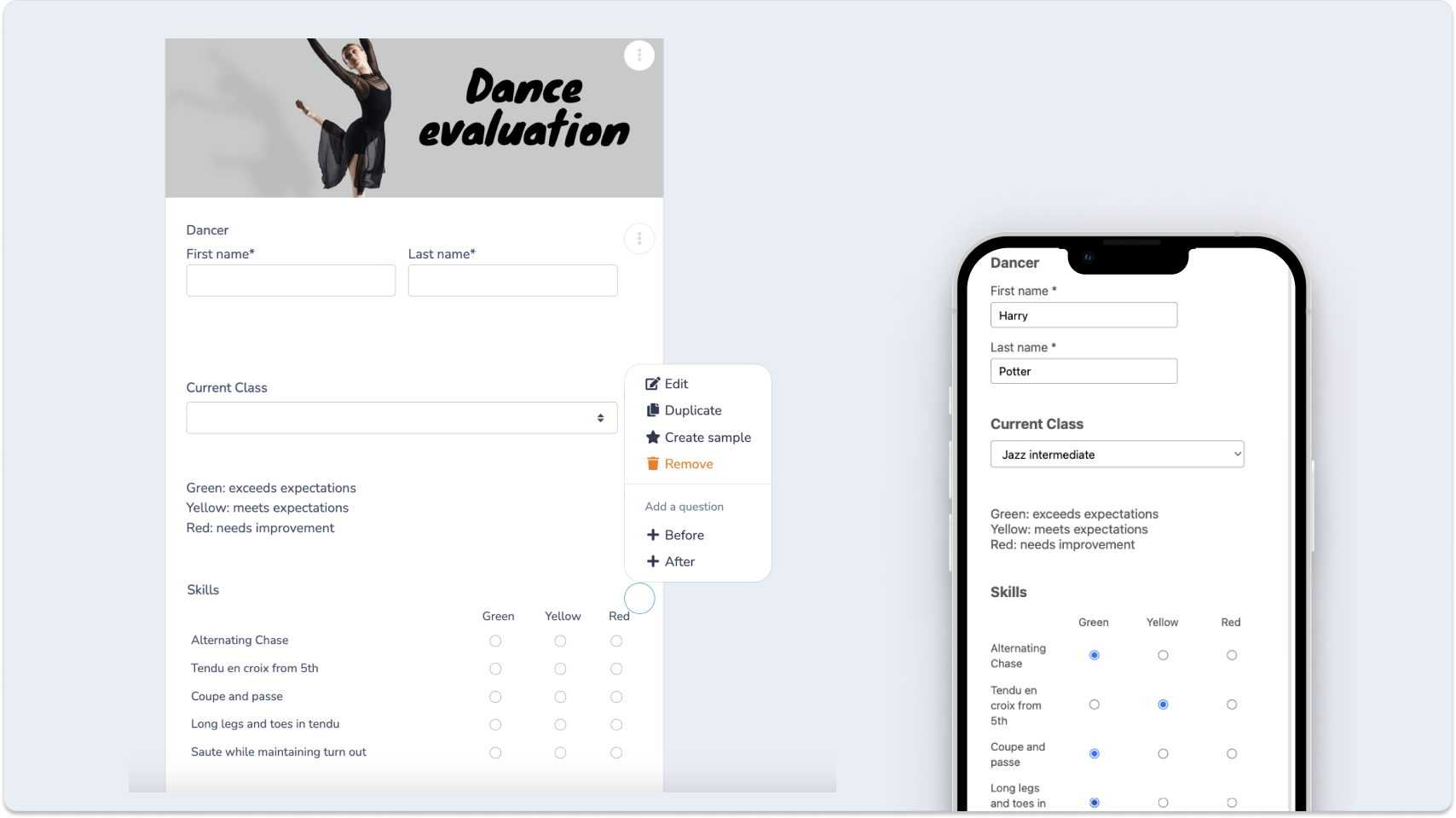 Dance progress report tool