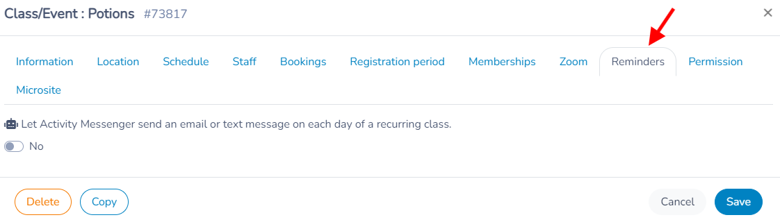 Create a class or event — illustration