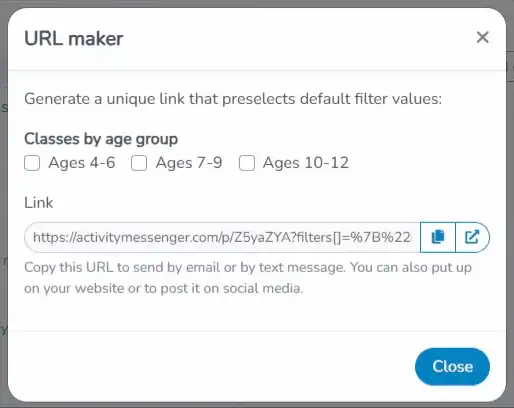 Animated example: pre-filtered class link