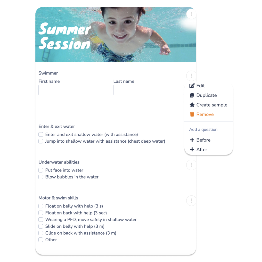 Skill Tracking & Swim Report Cards