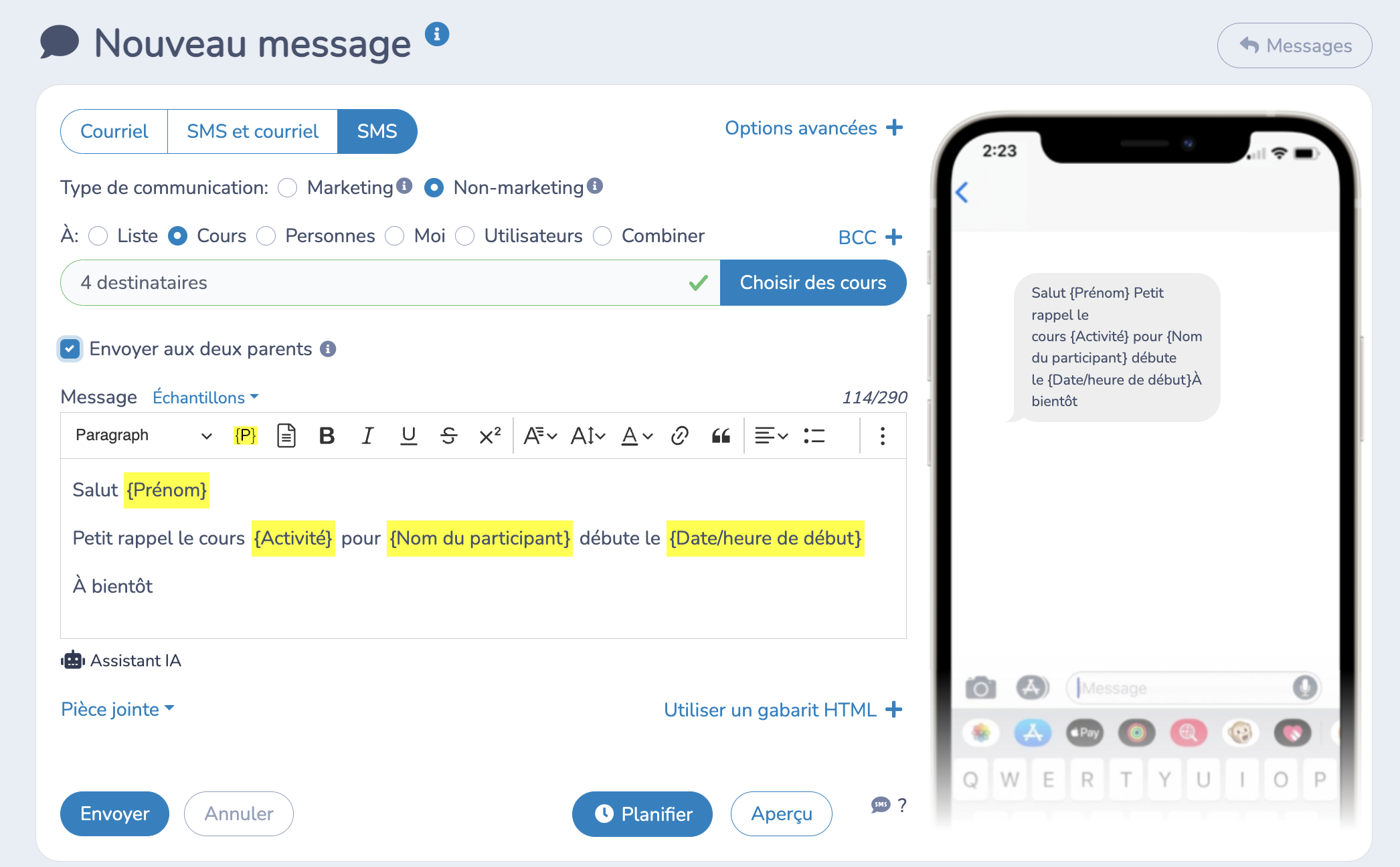 Personnalisez et envoyez des SMS avec publipostage