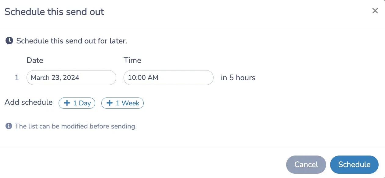 Schedule out bulk sms to employees