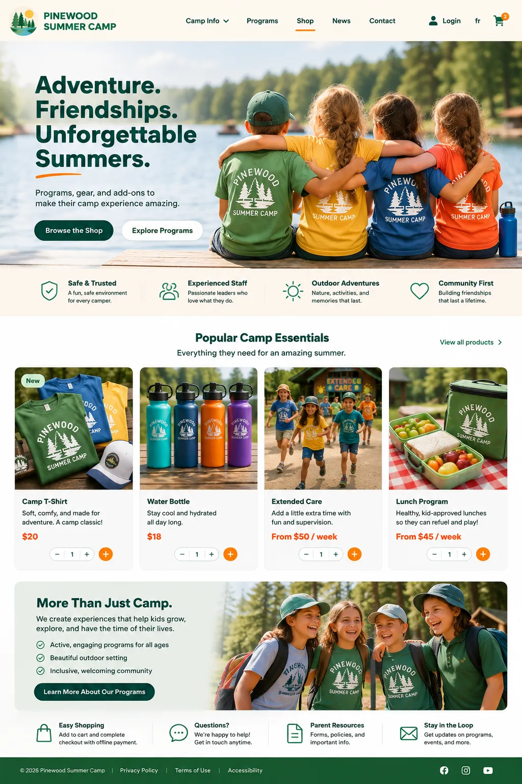 Using the Activity Messenger website builder for summer camps