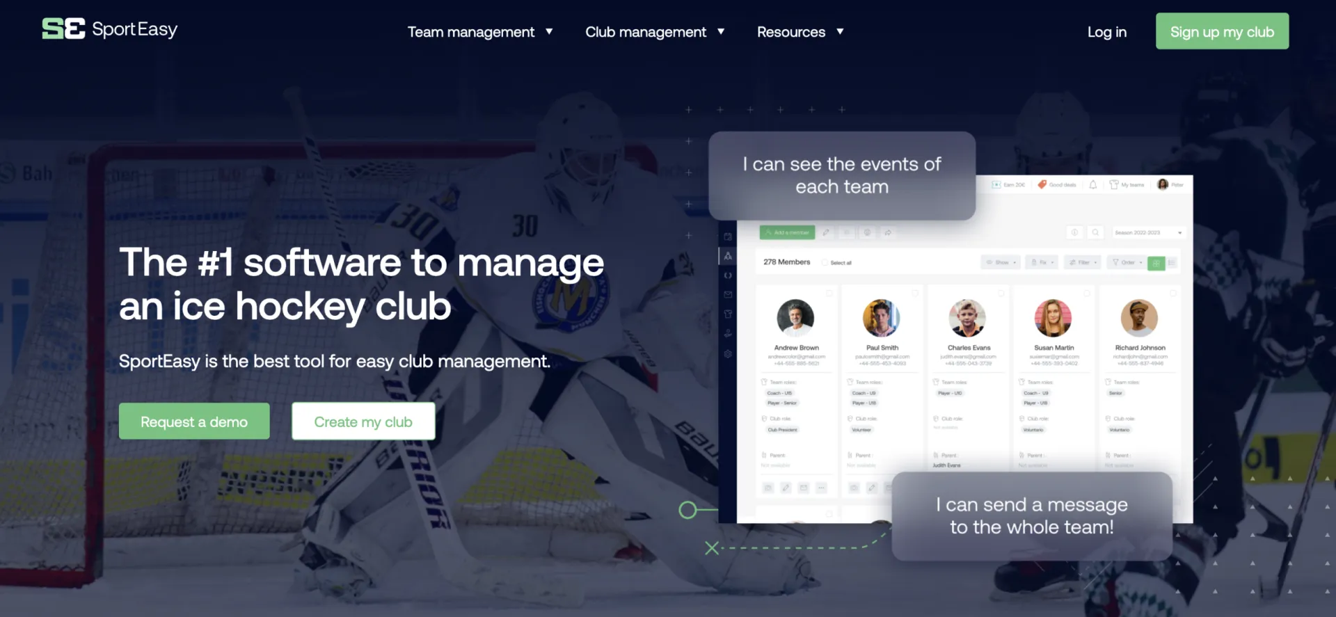 SportEasy hockey management software