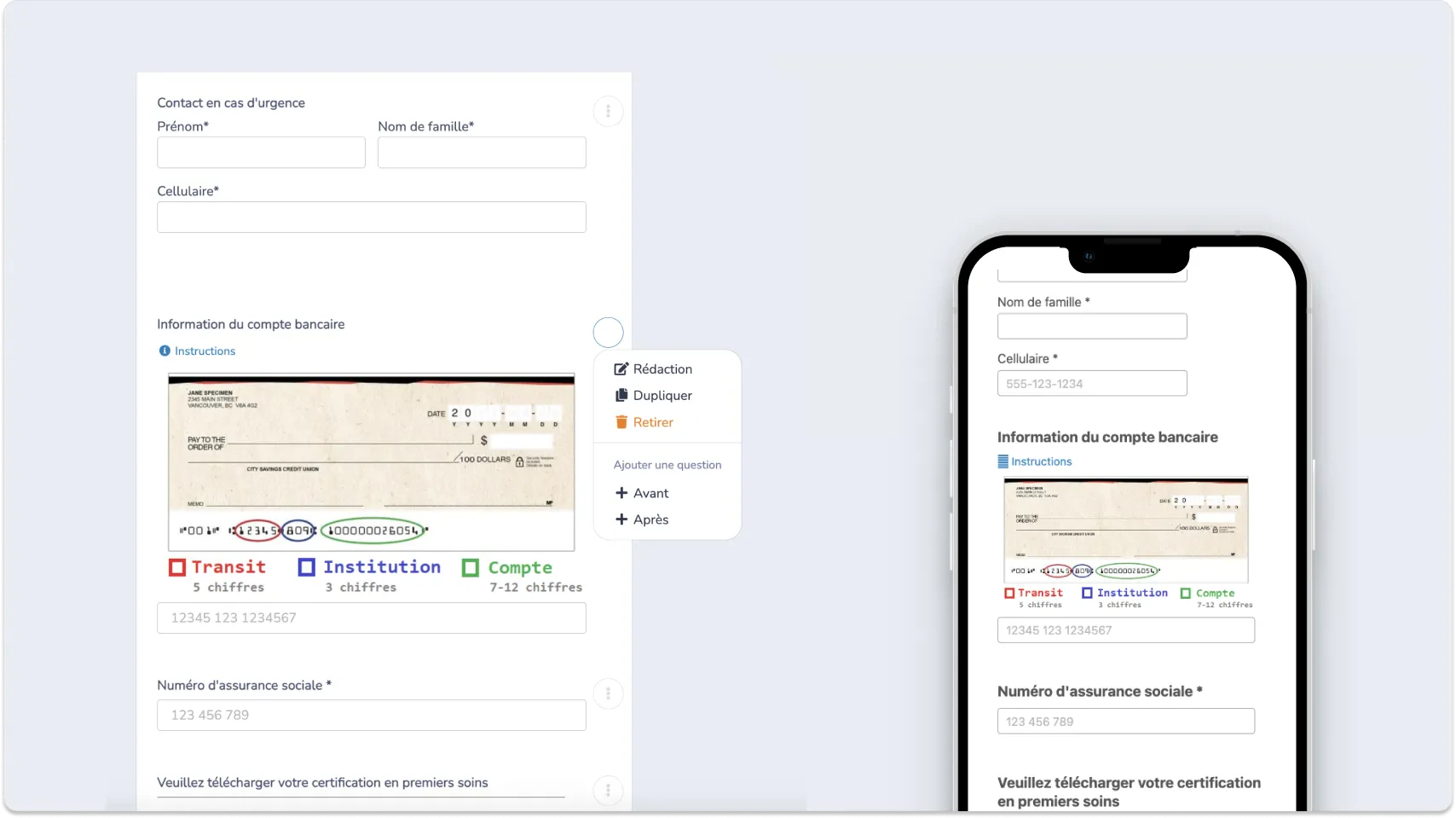 Formulaires d'embauche adaptés aux téléphone intelligent