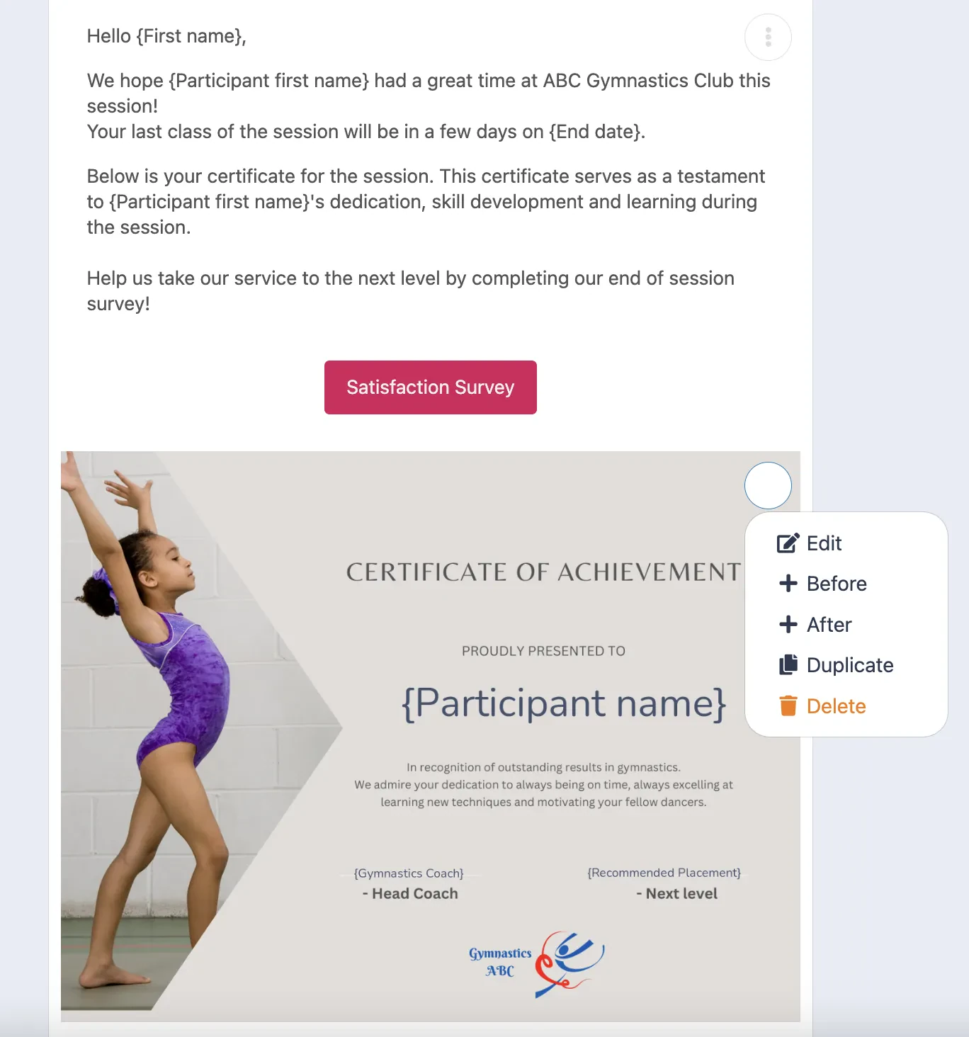 personalized email wth certificates