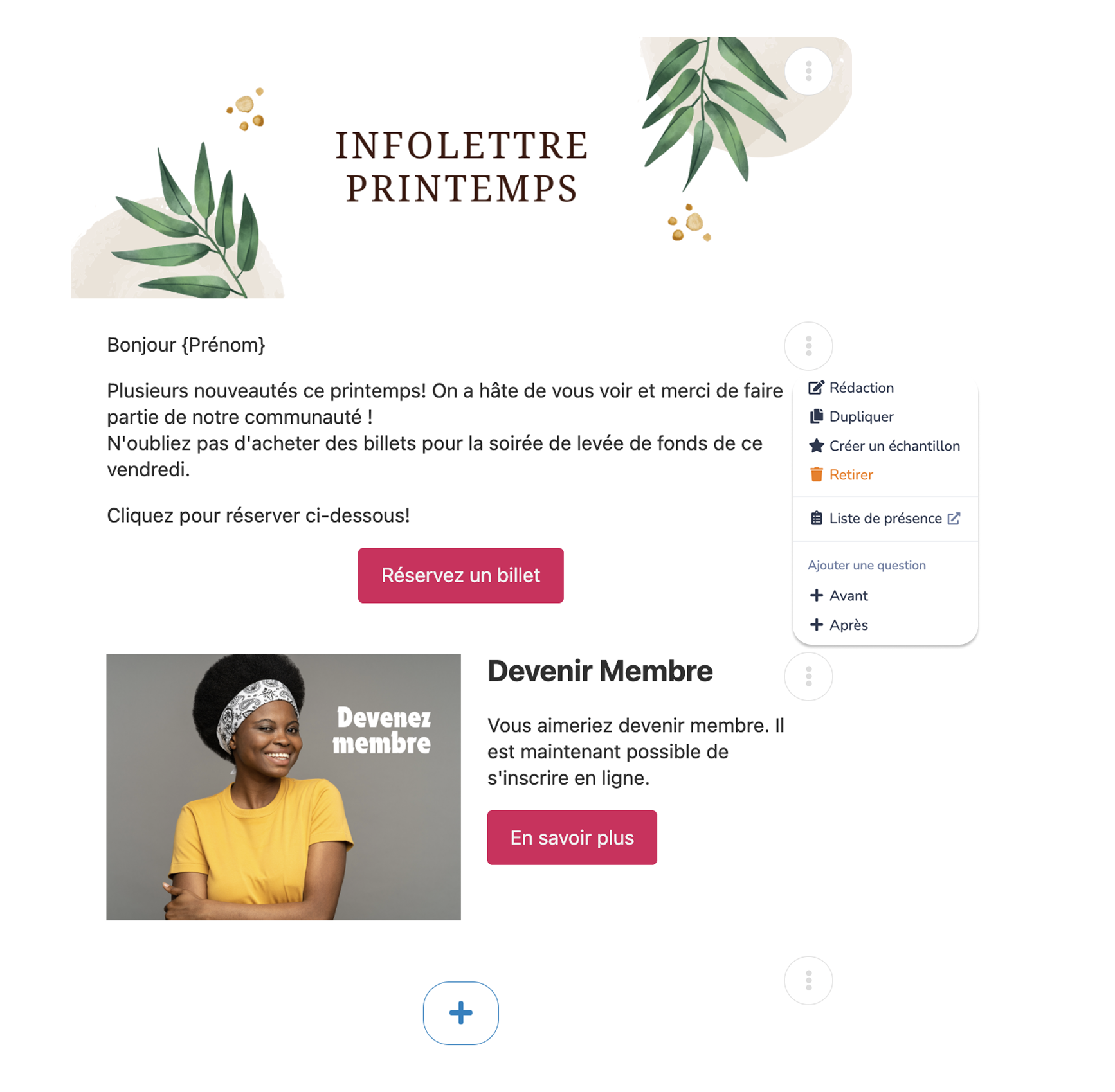Infolettre intégrée