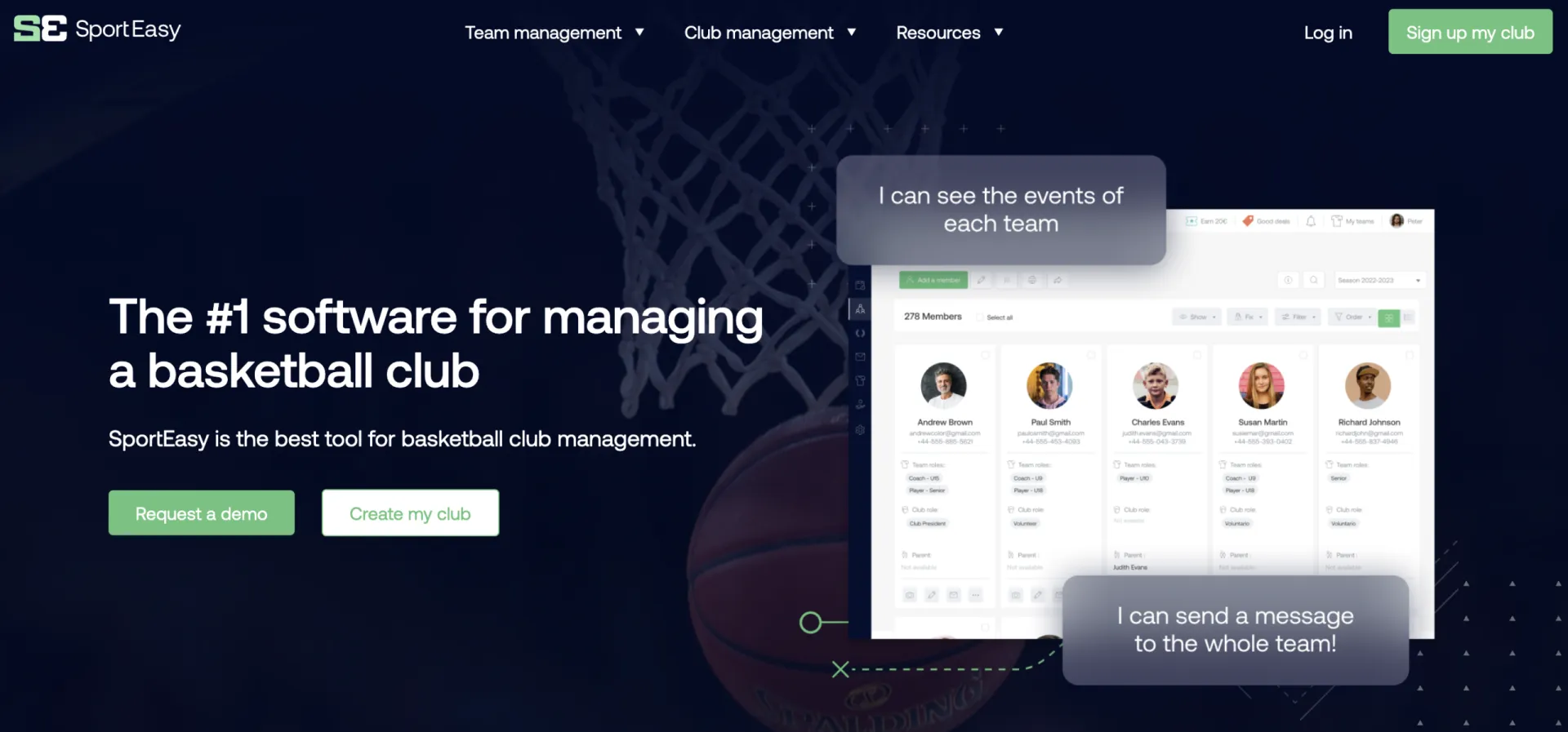 SportEasy basketball management software