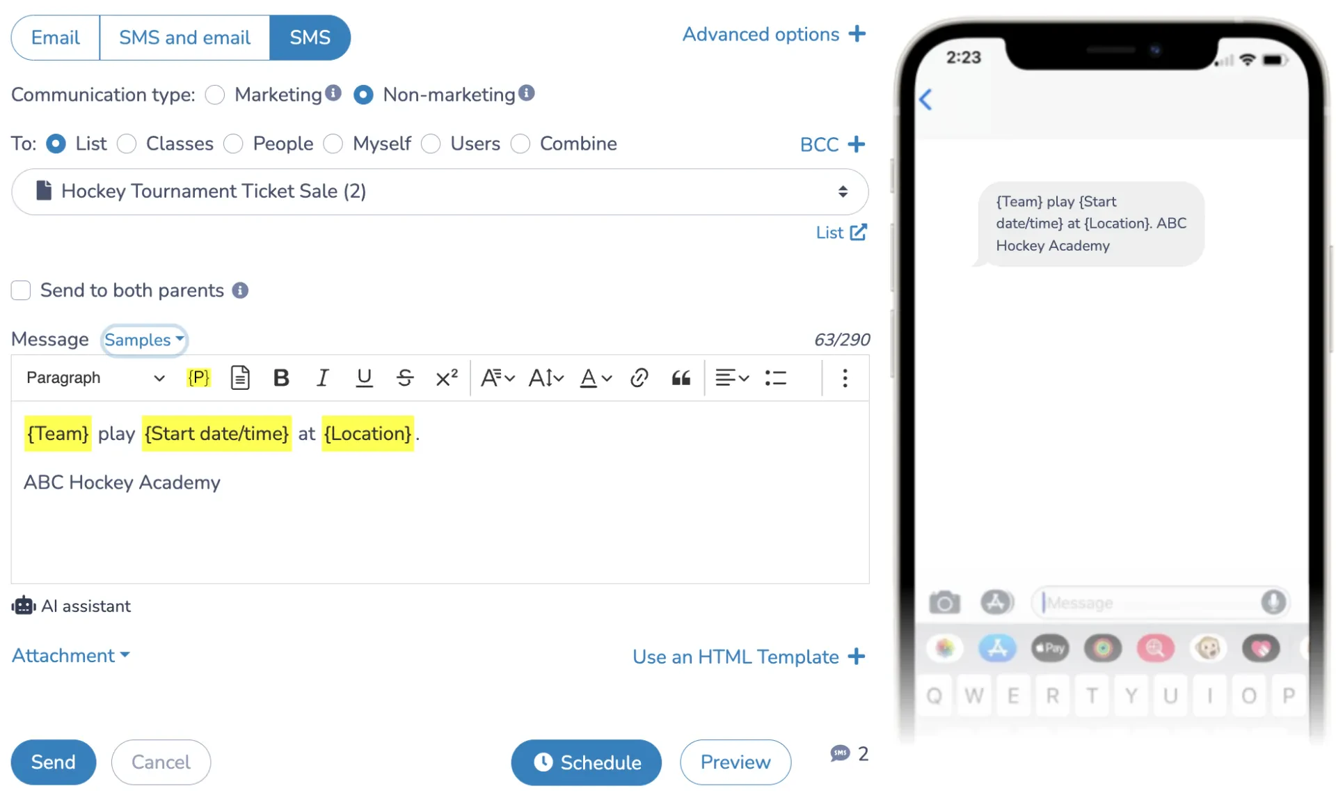 Automated Reminders and Updates when you sell hockey tickets online for streamlined communications