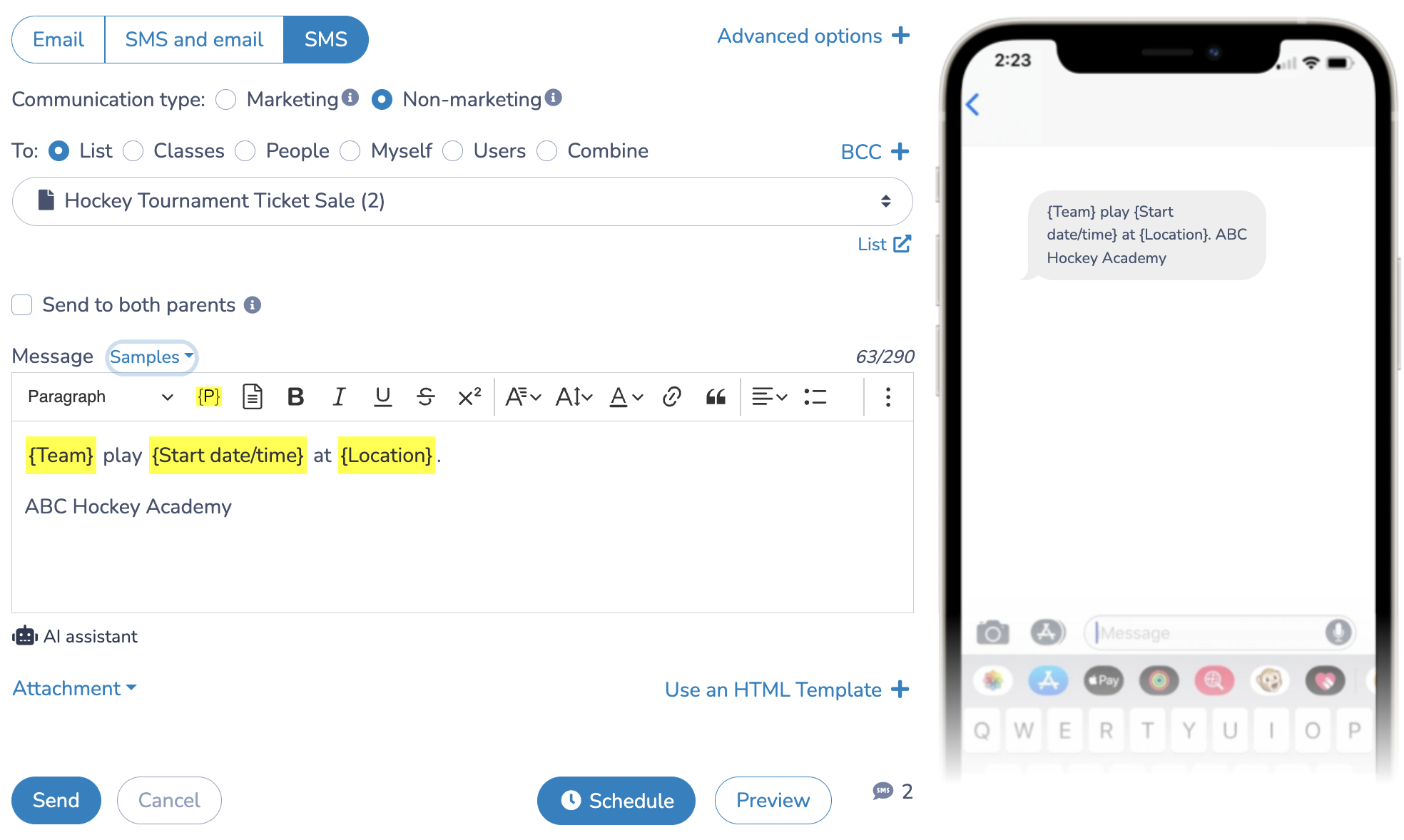 Automated Reminders and Updates when you sell hockey tickets online for streamlined communications
