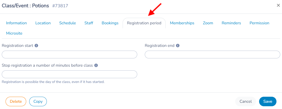 Create a class or event — illustration