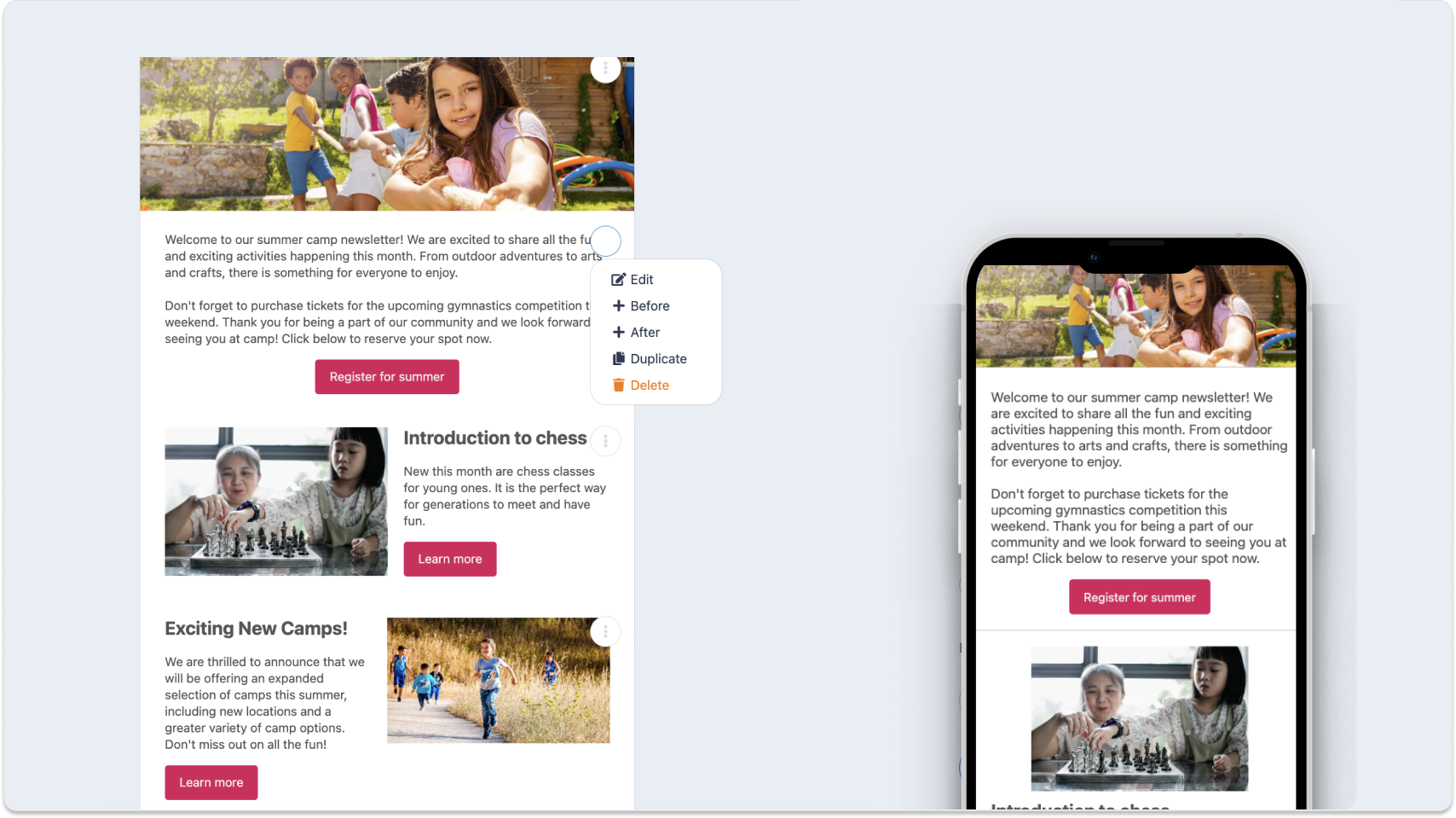 Summer Camp email marketing