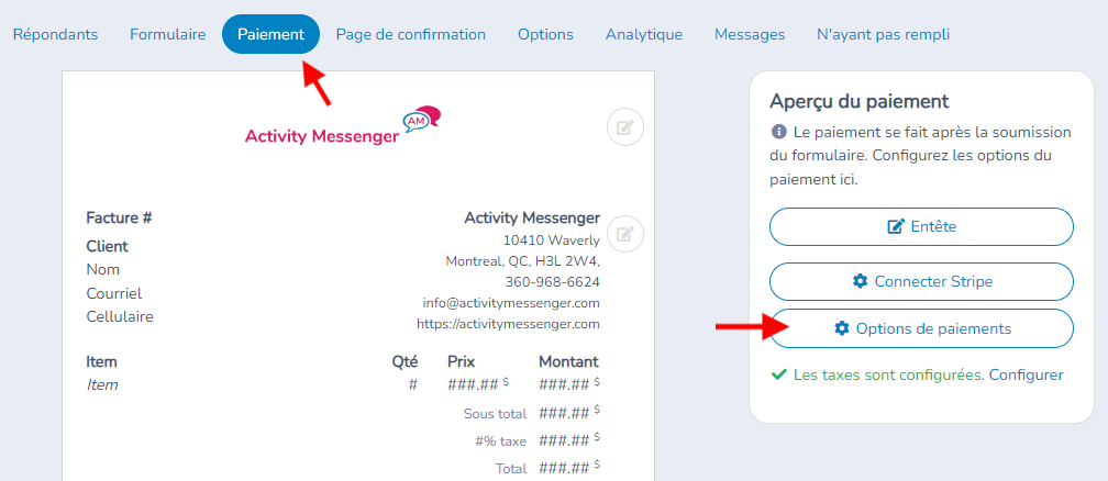 Contrat de location : Étape 3 - Configurer le paiement et le dépôt