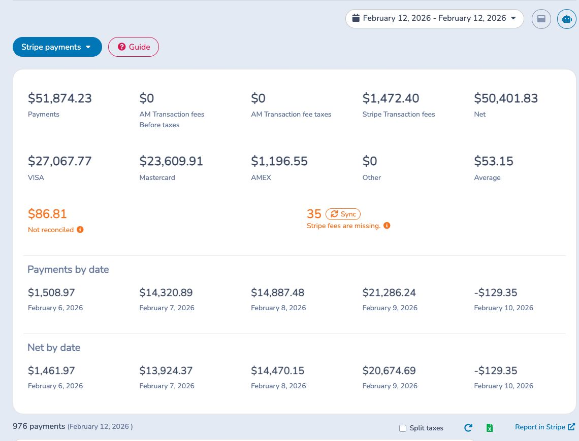Inspect Stripe payments, refunds and fees