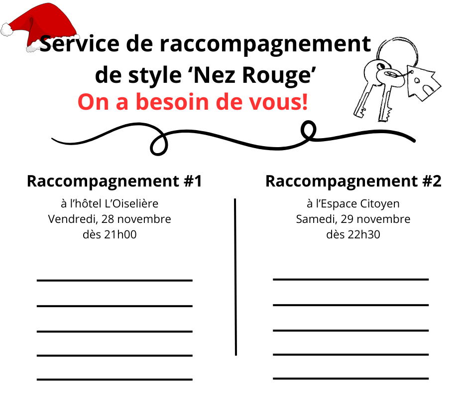 Service de raccompagnement Magny-Prudence Disponibilité et intérêt - Bénévoles pour les soirées de raccompagnement