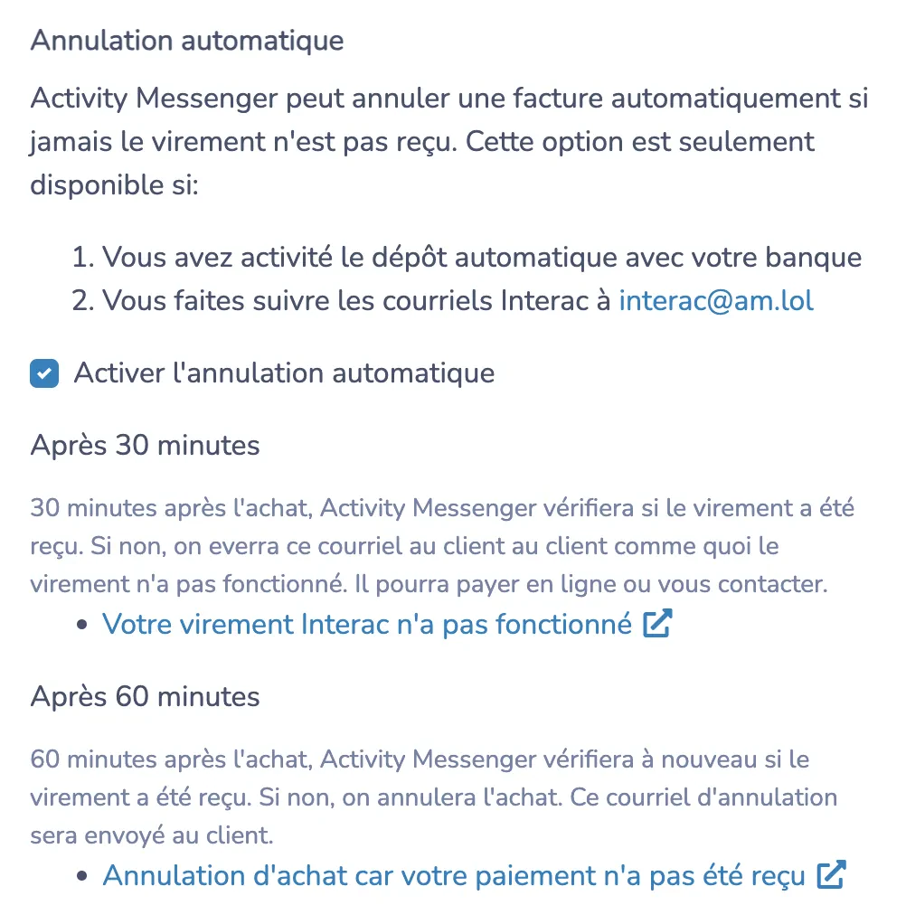 La fonctionnalité d'annulation automatique est un autre outil utile qu'