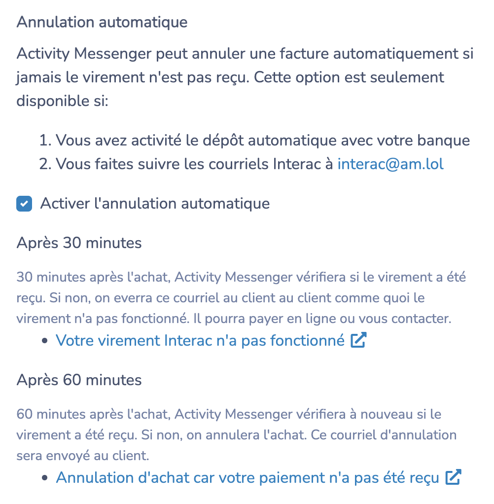 La fonctionnalité d'annulation automatique est un autre outil utile qu'