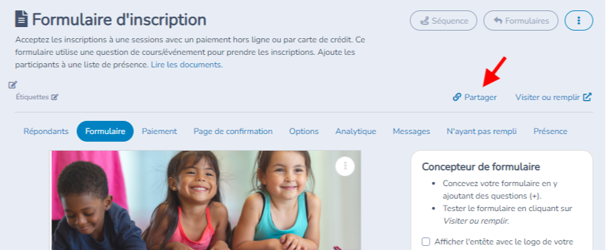 Partager le Formulaire