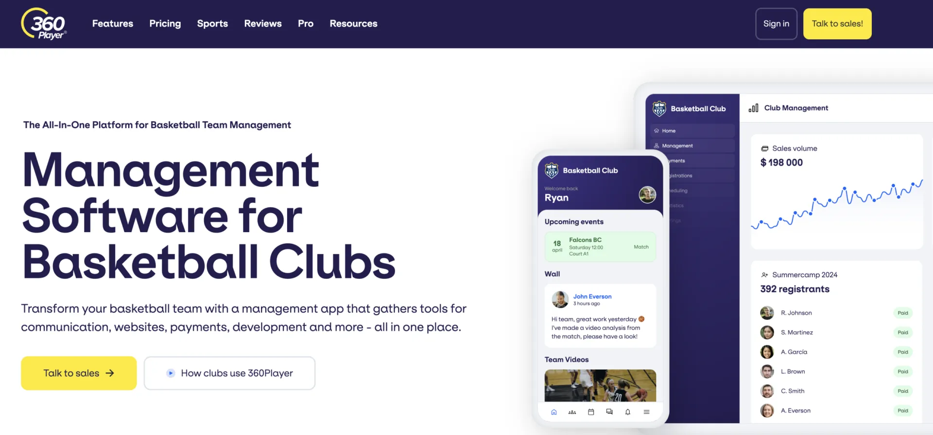 360Player basketball management software