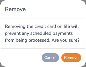 Confirm removal of the card on file