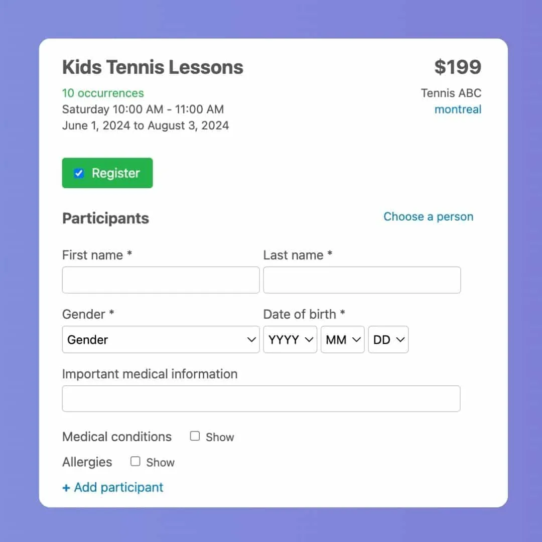 Online Registration For Tennis Programs