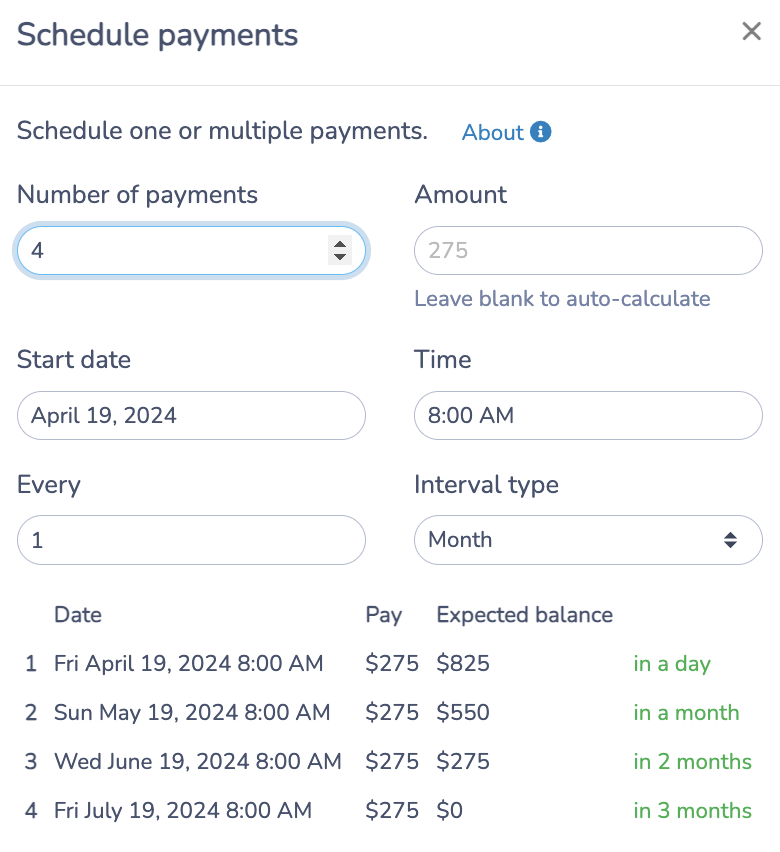 Schedule payments