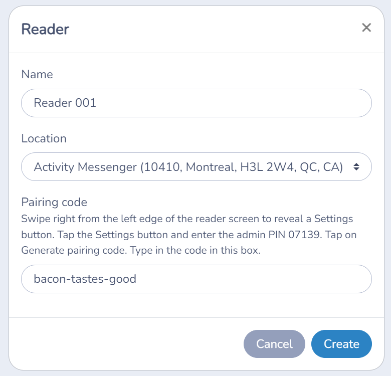 Configuration de vos lecteurs Stripe — capture d’écran