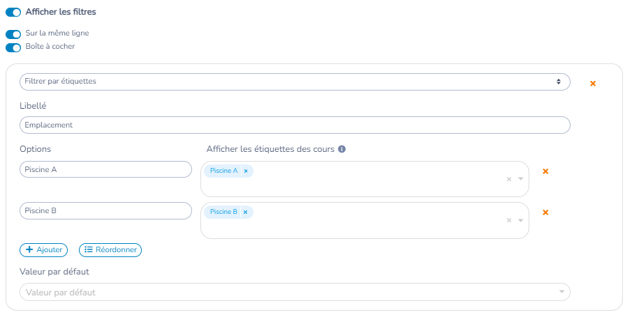Configuration de Plusieurs cours, étape 3