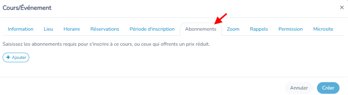 Création d'un cours ou d'un événement — illustration